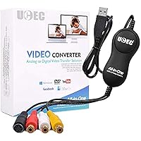 UCEC USB 2.0 Video Capture Card Device, VHS VCR TV to DVD Converter for Mac OS X PC Windows 7 8 10 11