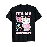 Birthday girl 12 years old, cat, unicorn, 12th birthday T-Shirt