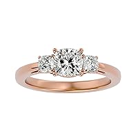 Certified 18K 1 pcs Cushion Cut Moissanite Diamond (1.12 Carat) Ring in 4 Prong Setting, 2 pcs Cushion Cut Natural Diamond (0.45 Carat) With White/Yellow/Rose Gold Engagement Ring For Women, Girl