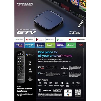 Formuler GTV 4K Ultra HD Media Streaming Box with Free 3in One Charger +  Universal Formular-Samsung-LG Remote