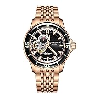 REEF TIGER Mens Mechanical Dive Watches Rose Gold Bracelet Watches Luminous Watch RGA3039
