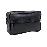 Men's Leather Waist Bag Coin Purse Pouch With Belt Loop 17 x 11 x 4.5 Black