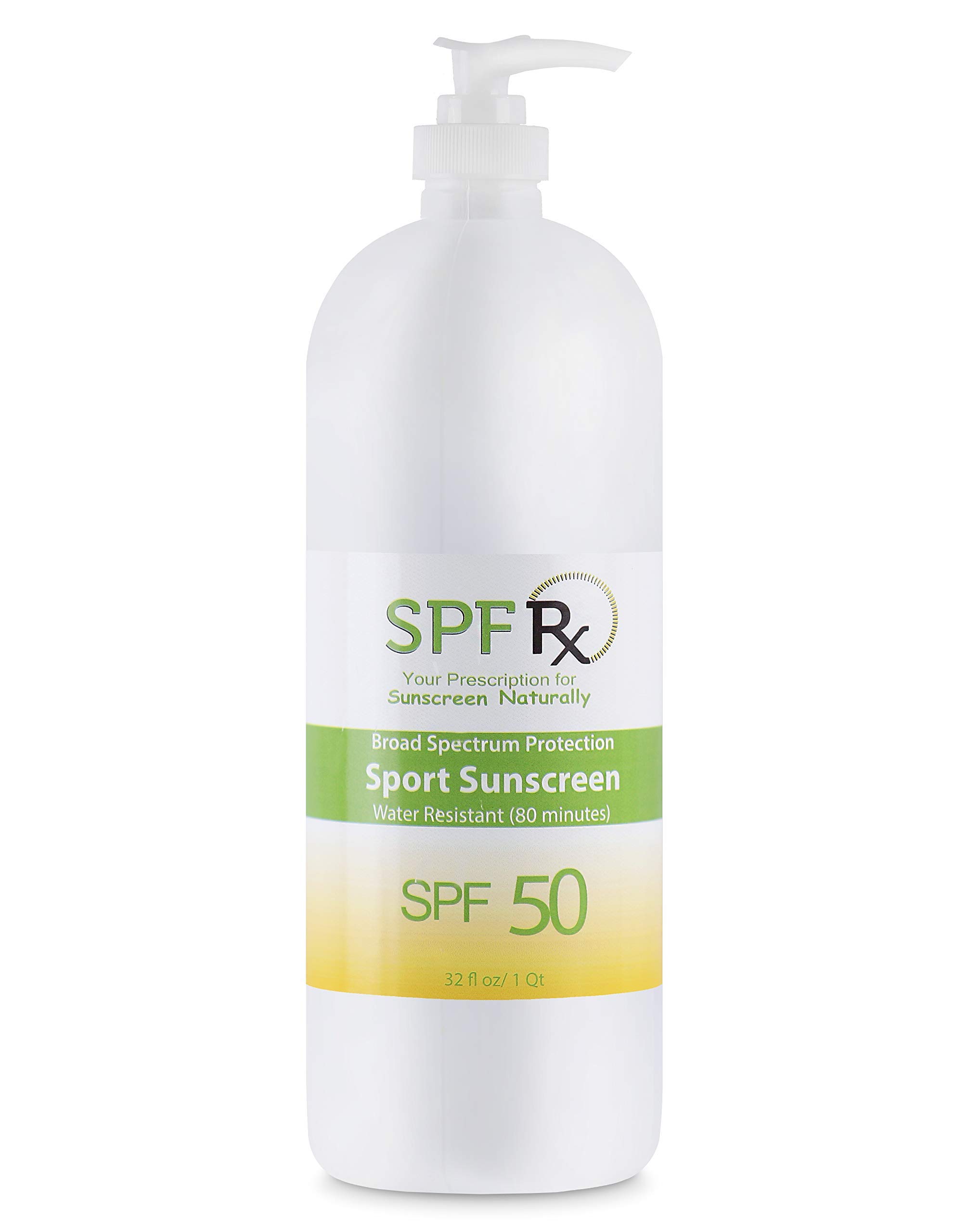 SPF Rx, SPF 50 Sport Sunscreen, Broad Spectrum Sun Protection with Active Dry Protect Formula, Non-Greasy Sport Sunblock, for Face and Body - 1 Quart