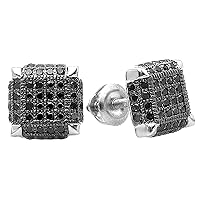 Dazzlingrock Collection 0.40 Carat (ctw) Round Black Diamond Cube Unisex Stud Earrings in Black Plated 925 Sterling Silver