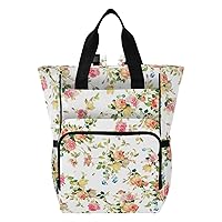 Flowers Diaper Bag Backpack for Baby Girl Boy Large Capacity Baby Changing Totes with Three Pockets Multifunction Travel Baby Bag for Playing Travelling