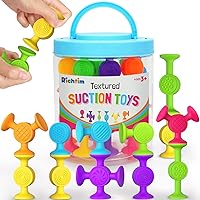 Textured Suction Bath Toys - 30 Pcs Silicone Baby and Toddler Sensory and Fine Motor Toys | Great for Autism/ADD/ADHD | Christmas Stocking Stuffers and Gifts | Indoor, Outdoor, and Travel Toy