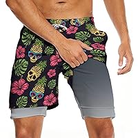 Men's Swim Trunks 7 Inch Inseam with Compression Liner Quick Dry Beach Shorts for Mens Board Shorts Swimwear