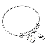 Uloveido 2.5 Inch Stainless Steel Faith Bangle Real Mustard Seed Bracelets Charm Jewelry for Christian Inspirational Gift Y558