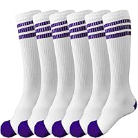 juDanzy 3 Pairs of Knee High Boys or Girls Stripe Team Tube Socks for Soccer, Basketball, baseball and Everyday Wear