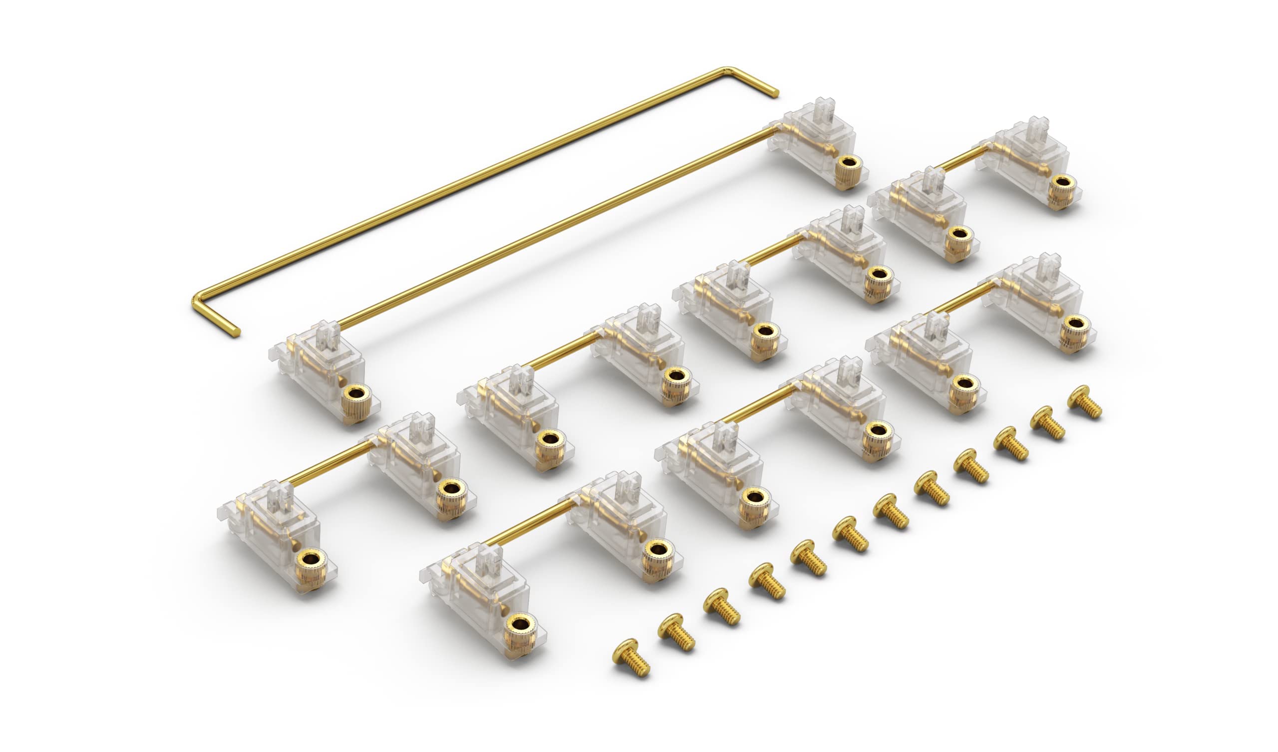 GLORIOUS Keyboard Stabilizer GSV2 Kit for Mechanical Keyboards, Gold Wire and Premium Polymer, MX Compatible, Easy Screw-in, PCB Mount, Enhanced Sound on GMMK 2, PRO & Numpad (2u, 6.25u, and 7u)