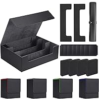 Deck Cases Set for Trading Card, Hold Up to 4000 Cards In Total, Include 3-Row Storage Box, 4 Deck Cases, Game Mat, Dividers and Foam Insert, Compatible with TCG, MTG, YuGiOh and Sport Card
