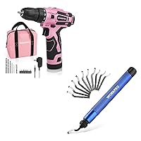 WORKPRO Deburring Tool and Pink Cordless Drill Driver Set