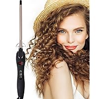 Curling Iron Wand with LCD Temperature Display, 3/8 Inch Ceramic Tourmaline Barrel Dual Voltage Fast Heating Crimp Hair Curler Iron for Long & Short Hair