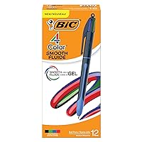 BIC 4-Color Smooth Retractable Ballpoint Pens, Medium Point (1.0mm), 12-Count Pack, Colored Pens with Long-Lasting Ink