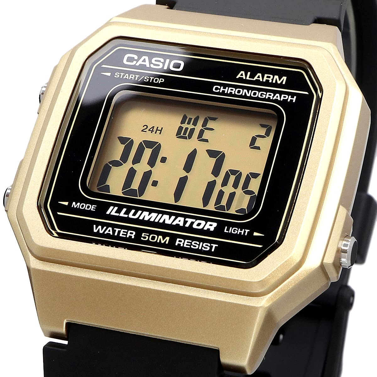 Casio Standard W-217HM-9A Wristwatch, Men's, Women's, Kids, Children, Boys, Girls, Chippukashi, Digital, Date, Gold, Gold, Black, Overseas Model
