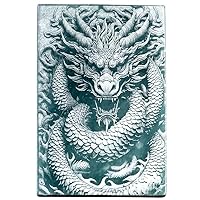 Natural Jade Fortune Dragon Pendant Grade A Jadeite Certified Hand-Carved Fengshui Dragon Idol Amulet Wealth Pendant Necklace,Adjustable Cord