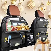 2 Pack Car Backseat Organizer,With Tablet Holder PU Leather,8 Storage Pockets Car Storage Organizer with Foldable Food Tray,Used to store children's toys, magazines, umbrellas