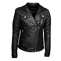 Women's Fashion Real Leather Biker Jacket Black XS-5XL