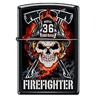 Firefighter Zippo to Hell and Back Black Matte Skull Zippo Lighter