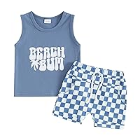 Summer Baby Boy Clothes Seaside Print Sleeveless Tank Tops Shorts Set 2Pcs Toddler Beach Outfit