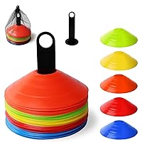 10pc Speed Agility Marker Cones Skating Football Soccer Rugby Traffic Sport Kit 
