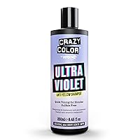 Crazy Color Purple Shampoo for Blonde Hair - Eliminates Brassy Yellow Tones - Ultraviolet No Yellow Shampoo Sulfate Free - Purple Undertones for Light Blonde Hair - 250ml