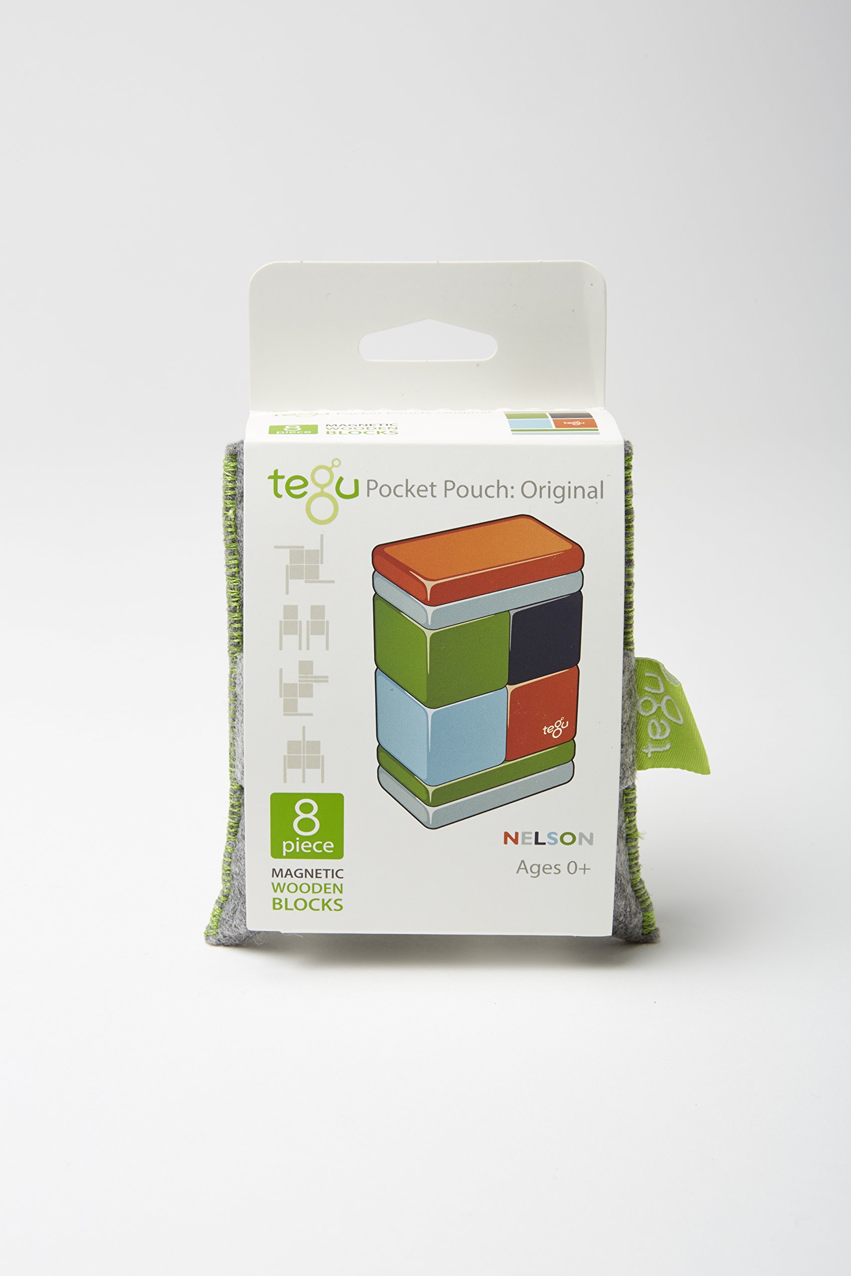 8 Piece Tegu Pocket Pouch Magnetic Wooden Block Set, Nelson