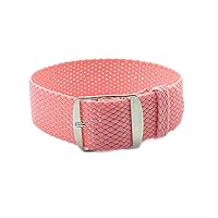 18mm Pink Perlon Braided Woven Watch Strap with Brushed Buckle
