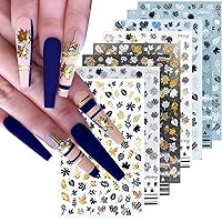 8Sheets Gold Maple Leaf Nail Stickers 3D Fall Nail Art Supplies Holographic Autumn Nail Art Sticker Maple Leaves Design Foils Laser Shiny DIY Nail Art Decoration Thanksgiving Day Manicure Accessories