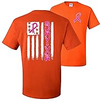 Breast Cancer Awareness American Flag Front & Back Mens T-Shirts