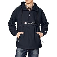 Champion C3-R603 Men's Hooded Anorak Jacket, Outerwear, Water Repellent, Mesh Back, Embroidered Script Logo