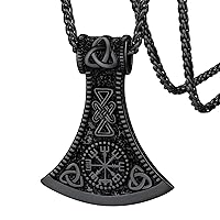 FaithHeart Viking Axe Pendant Necklace for Men Women Stainless Steel Norse Vikings Jewelry with Delicate Gift Packaging