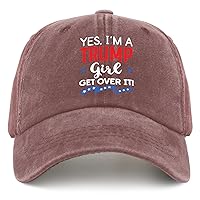 Yes I'm A Trump Girl Get Over It Golf Hat Mens Black Hat Pigment Black Mens Golf Hat Gifts for Men Workout