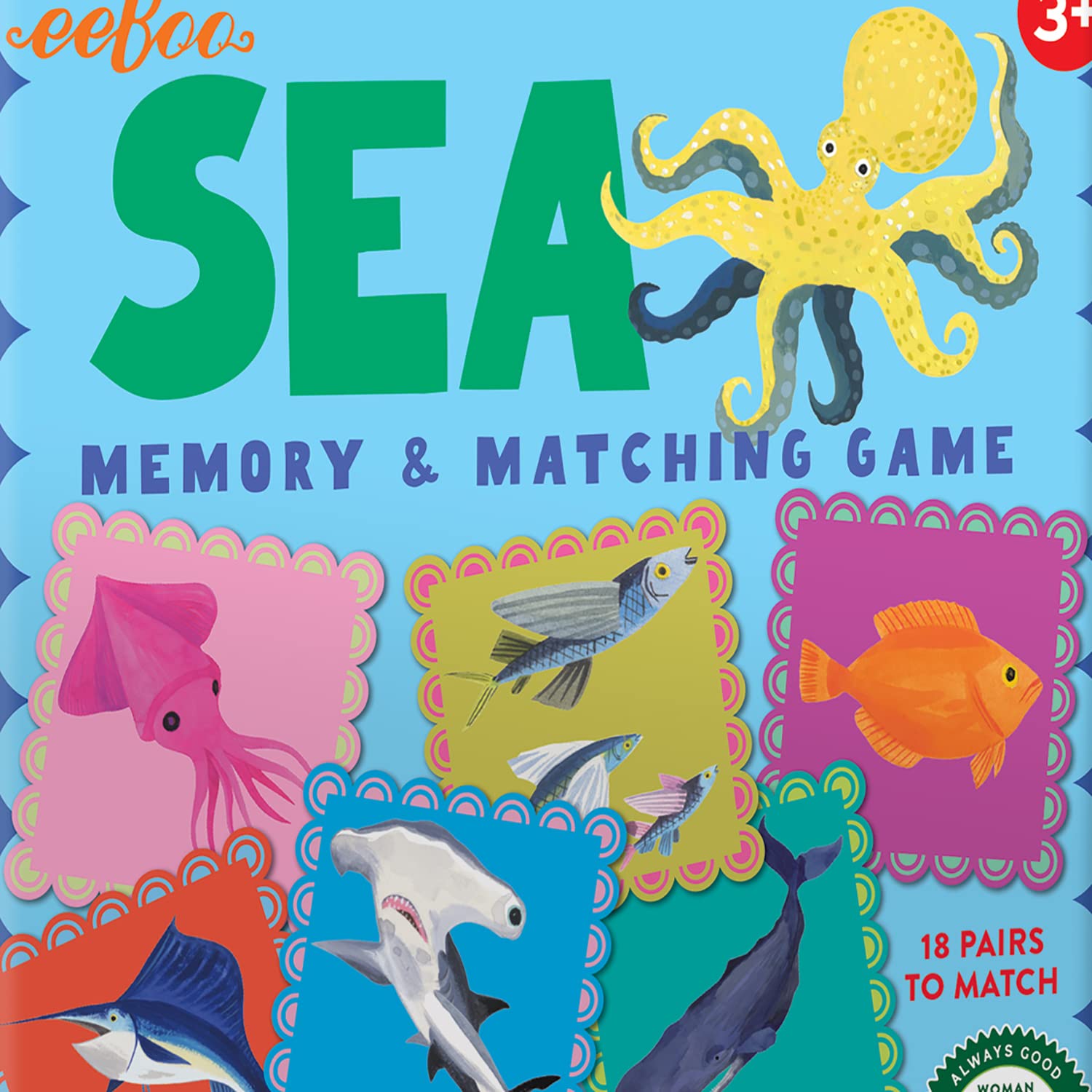 eeBoo: Sea Little Square Memory & Matching Game, Developmental and Educational Fun, Builds Recognition and Memory Skills, For Ages 3 and up