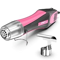 KAIWEETS Mini Heat Gun for Crafting with 450W, Small Dual Temp Hot Air Gun at 482°F/842°F, Equipped with 4.9Ft cable and Reflector Nozzle for Shrink Wrapping, Candle Making, Soldering and DIY (Pink)