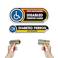 Disabled Person Inside Small Sticker + Diabetic Person on Board Small Stickers for Car