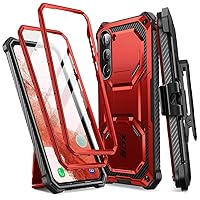 i-Blason Armorbox for Samsung Galaxy S23 Case with Stand & Belt-Clip [Built-in Screen Protector] [2 Front Frames] [Military-Grade Protection] Full-Body Rugged Bumper Case with Kickstand (Ruddy)