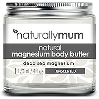Magnesium Body Butter Cream | Support for Sleep, Heart, Bone, Nerve, Gut and Muscle Health | Unscented | 4 fl oz