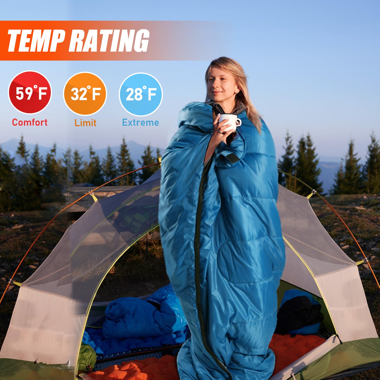 Sleep Bag Camping Sleeping Bag,3 Season Warm & Cool Weather, Summer,  Spring, Fall, Lightweight,for Adult & Kid, Portable And Waterproof Outdoor  Camping Hiking Travel Sleeping Bags, Sports Equipment, Hiking & Camping on
