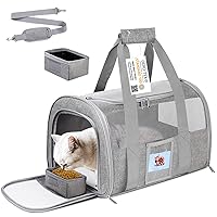Pet Carrier Airline/TSA Approved Small Dogs, Kitten, Carriers for Small Medium Cats Under 15lb, Collapsible Soft Sided Cat Travel Carrier-Grey