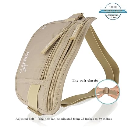 NO.2 BAG Travel Money Belt Hidden Waist Stash Waist Pack for Travel with 1x RFID Passport and 6x RFID Credit Card Sleeves Secure Wallet Save Travel wallet