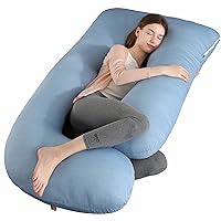 Victostar Pregnancy Pillow with Cooling Cover, 57 Inch U Shaped Maternity Pillow with Removable Cover Full Body Pillow Support for Back, HIPS, Legs, Belly
