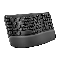 Logitech Wave Keys Wireless Ergonomic Keyboard, Padded Wrist Rest, Comfortable Natural Typing, Easy Switch, Bluetooth, Logi Bolt, Multi-OS, Windows/Mac, German AZERTY, Graphite