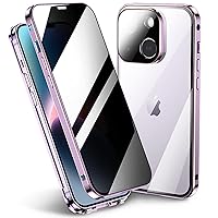 Anti-spy Screen Case for iPhone 14/14 Plus/14 Pro /14 Pro Max, Double Sided Tempered Glass and Metal Frame Phone Case with Safety Lock and Camera Lens Protector Cover