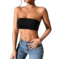 Womens Summer Tops Sexy Casual T Shirts for Women Solid Crop Tube Top