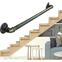 Stairs Handrail Banister Rail Support Kit, Vintage Bronze Indoors Outdoor Grab Rail, Wall Mount Metal Wrought Iron Railing Safety Hand Rail/3Ft/90Cm-*1