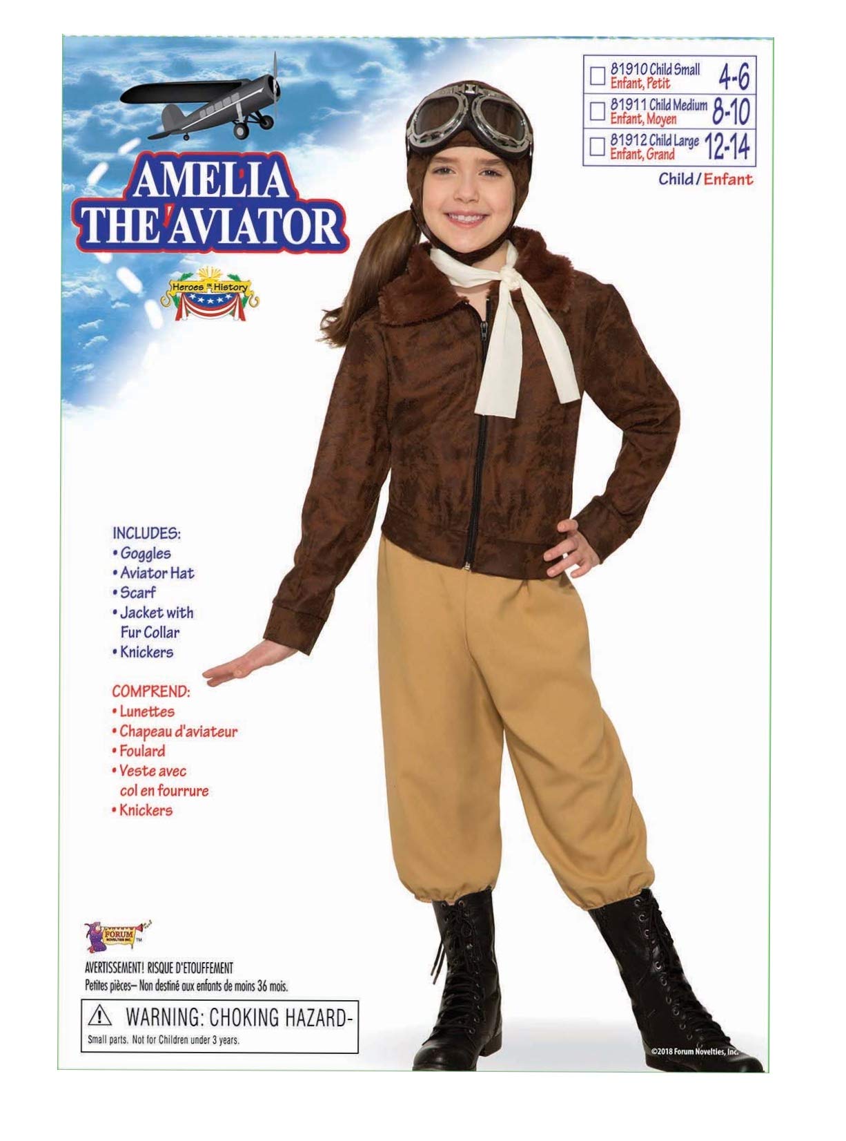 Forum Novelties girls Girl's Amelia the Aviator Costume
