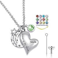 Urn Necklaces for Ashes I Love You to the Moon and Back for Mom Cremation Urn Locket Birthstone Jewelry