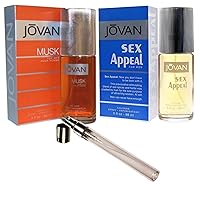 Spray Bottle Bundled With 1 Jovan Sex Appeal Cologne For Men 3oz (88ml) and 1 Jovan Musk Cologne for Men 3oz (88ml) by Cody