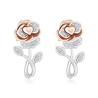 Enchanted Disney Fine Jewelry Belle's Rose Earrings 1/20ctw